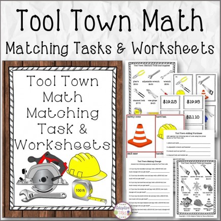 Tool Town Math Matching Task and Worksheets